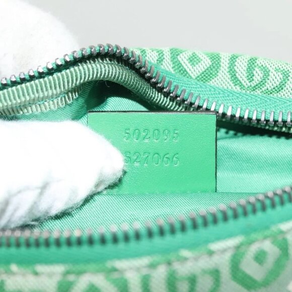 GUCCI Children's Sherry Line Bag Canvas Leather Green Silver 502095 Auth 138553 - Picture 11 of 16